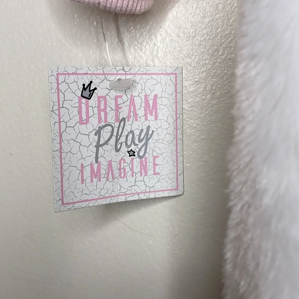 DREAM PLAY IMAGINE Halloween Costume Plush Unicorn One Piece Pink & White 3-6M